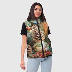 Женский жилет Новогодняя атрибутика, цвет: 3D-черный — фото 2