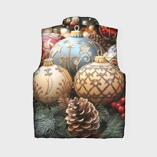 Женский жилет Большие новогодние шары / 3D-Красный – фото 2