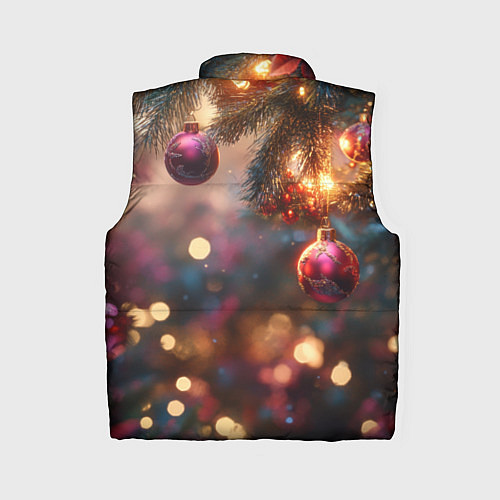 Женский жилет Фиолетовые новогодние шары / 3D-Красный – фото 2