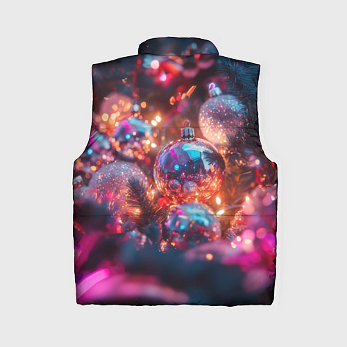 Женский жилет Новогодние шары и фиолетовые блески / 3D-Светло-серый – фото 2
