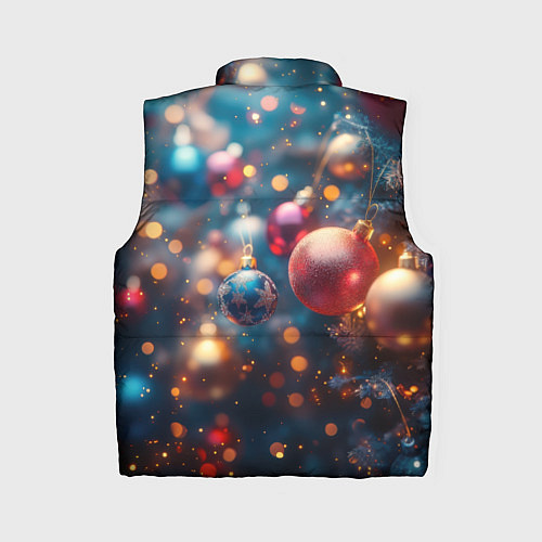 Женский жилет Красные и синие шары на фоне елки / 3D-Черный – фото 2