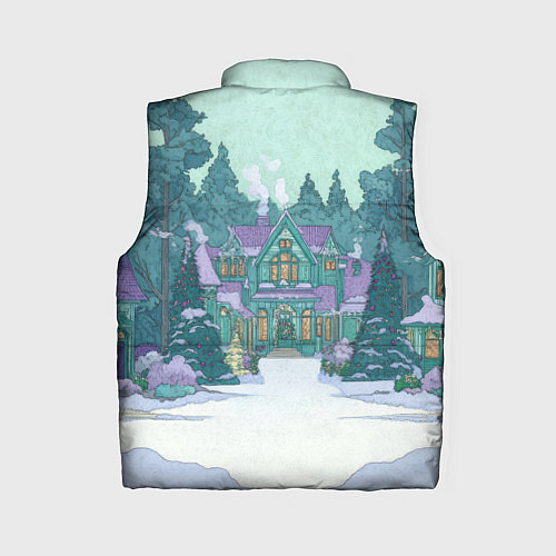 Женский жилет Новый год - двор / 3D-Светло-серый – фото 2