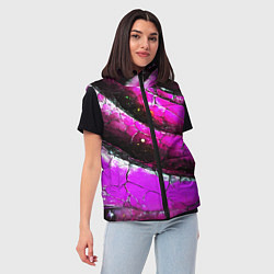 Женский жилет Розовая волнистая абстракция, цвет: 3D-черный — фото 2