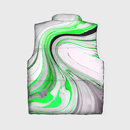 Женский жилет Волнистые чёрно-зелёные линии на белом фоне / 3D-Светло-серый – фото 2