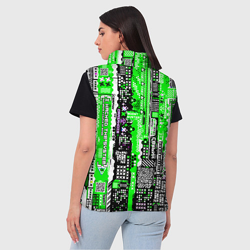 Женский жилет Киберпанк паттерн зелёный / 3D-Красный – фото 4