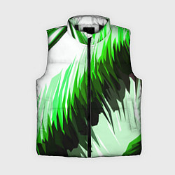 Женский жилет Чёрно-зелёные острые полосы на белом фоне, цвет: 3D-черный