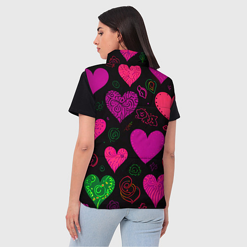 Женский жилет Сердечки на черном / 3D-Светло-серый – фото 4