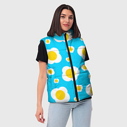 Женский жилет Яичница голубая, цвет: 3D-черный — фото 2