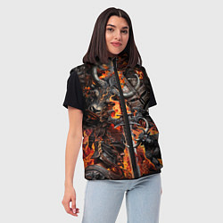 Женский жилет Гладиатор и минотавр на фоне огня мечей и щитов, цвет: 3D-черный — фото 2