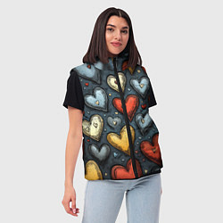 Женский жилет Разноцветные сердца, цвет: 3D-светло-серый — фото 2