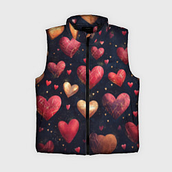 Женский жилет Красные и золотые сердечки