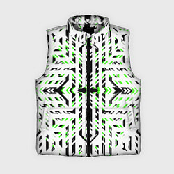 Женский жилет Чёрно-зелёный диагональные полосы на белом фоне