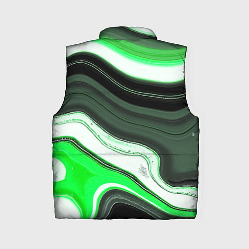 Женский жилет Волнистые горизонтальные чёрно-зелёные полосы на б / 3D-Черный – фото 2
