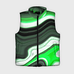 Женский жилет Волнистые горизонтальные чёрно-зелёные полосы на б