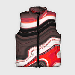 Женский жилет Волнистые горизонтальные чёрно-красные полосы на б