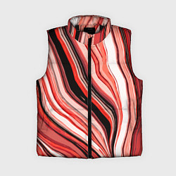 Женский жилет Волнистые вертикальные чёрно-красные полосы