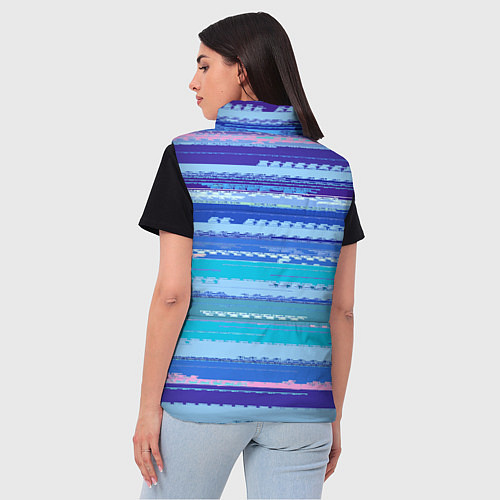 Женский жилет Морской сине-голубой абстрактные полосы / 3D-Светло-серый – фото 4