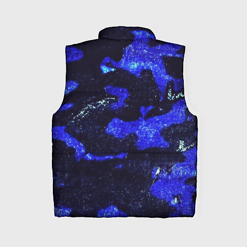 Женский жилет Синий потертый камуфляж и герб РФ / 3D-Черный – фото 2