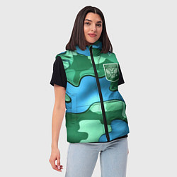 Женский жилет Зелено-голубой камуфляж и герб РФ, цвет: 3D-черный — фото 2