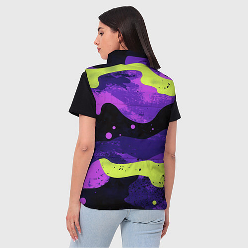 Женский жилет Черно-фиолетовый камуфляж и золотой герб РФ / 3D-Красный – фото 4