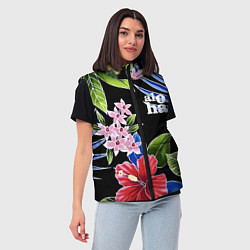 Женский жилет Tropical flowers - aloha, цвет: 3D-черный — фото 2