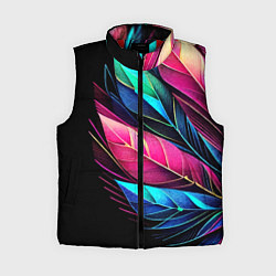 Женский жилет Букет из цветных перьев - неон, цвет: 3D-красный