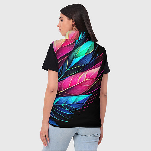 Женский жилет Букет из цветных перьев - неон / 3D-Красный – фото 4