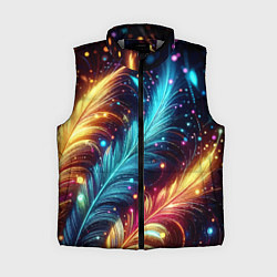 Женский жилет Неоновые разноцветные перья, цвет: 3D-светло-серый