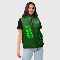 Женский жилет Demon Slayer - green gradient вертикально, цвет: 3D-черный — фото 2
