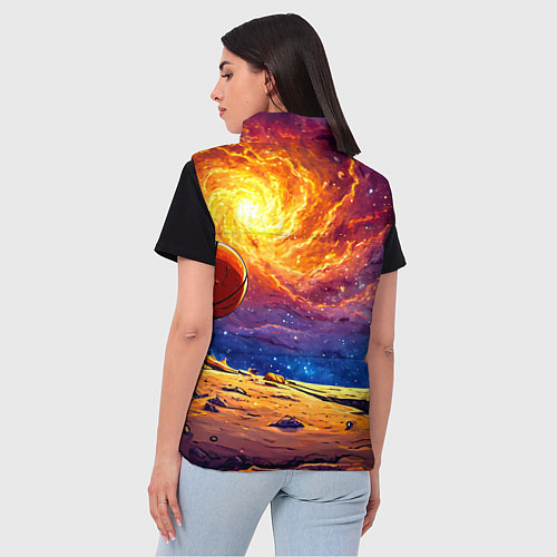 Женский жилет Баскетбольный мяч и космос / 3D-Красный – фото 4