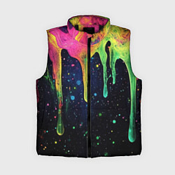 Женский жилет Разноцветные потеки краски, цвет: 3D-черный