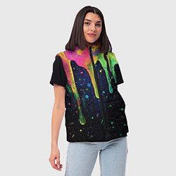 Женский жилет Разноцветные потеки краски, цвет: 3D-черный — фото 2