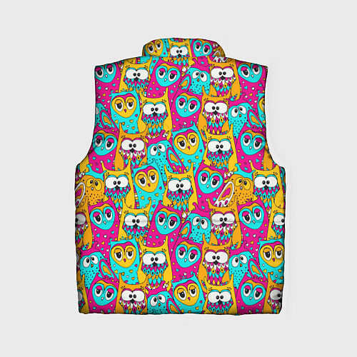 Женский жилет Разноцветные совы мультяшные / 3D-Черный – фото 2