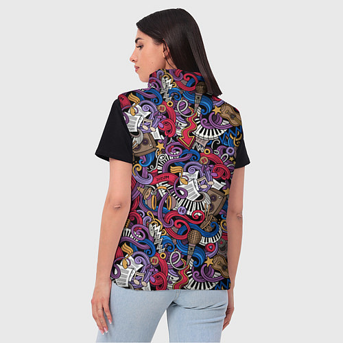 Женский жилет Музыкальный коллаж / 3D-Красный – фото 4