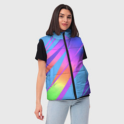 Женский жилет Нежный голубой с розовыми полосами, цвет: 3D-черный — фото 2