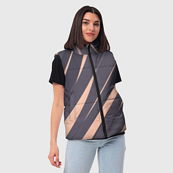 Женский жилет Перламутровый серый полосы, цвет: 3D-светло-серый — фото 2