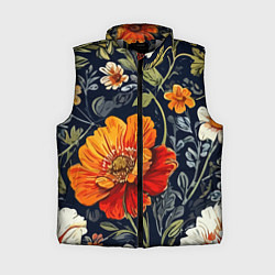 Женский жилет Маки и пионы старинный паттерн