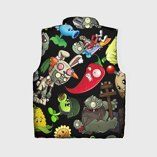 Женский жилет Растения против зомби персонажи на черном / 3D-Светло-серый – фото 2