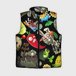 Женский жилет Растения против зомби персонажи на черном