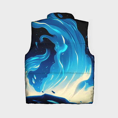 Женский жилет Бело-синее пламя из абстрактных красок / 3D-Черный – фото 2