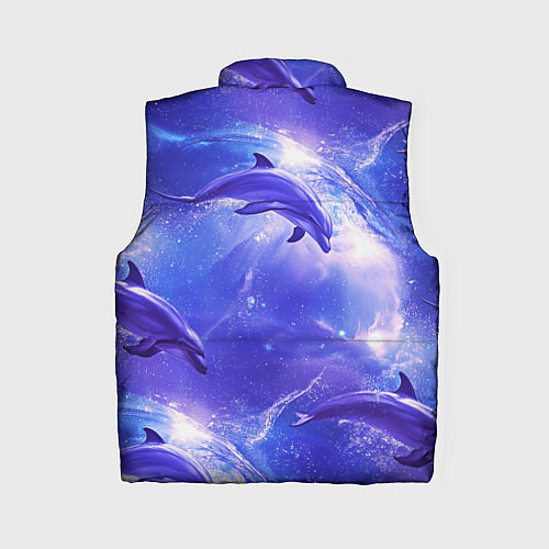 Женский жилет Дельфины в волшебном море паттерн / 3D-Черный – фото 2