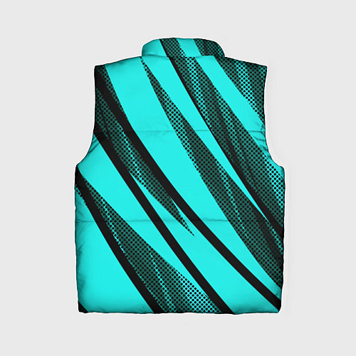 Женский жилет Неоновый голубой с чёрным абстракция с полосами / 3D-Черный – фото 2