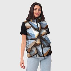 Женский жилет Каменно металлическая абстракция, цвет: 3D-красный — фото 2