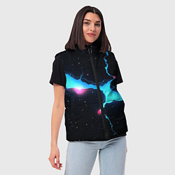 Женский жилет Голубой разлом в черной текстуре, цвет: 3D-светло-серый — фото 2