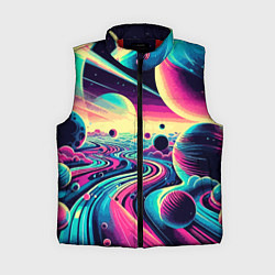 Женский жилет Неоновый разноцветный космос, цвет: 3D-красный