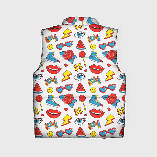 Женский жилет Паттерн с яркими молодежными стикерами / 3D-Черный – фото 2