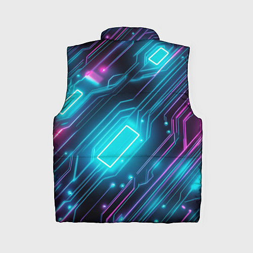 Женский жилет Неоновый узор киберпанк микросхемы / 3D-Черный – фото 2