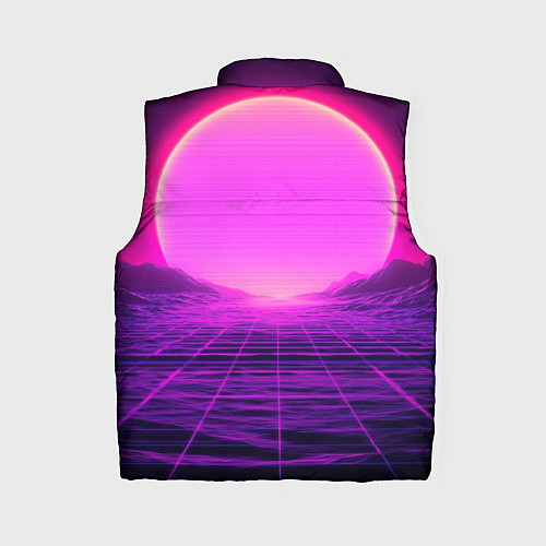 Женский жилет Синтвейв ретровейв неоновый узор и солнце / 3D-Черный – фото 2