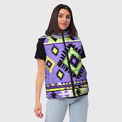 Женский жилет Геометрический сиренево желтый орнамент ацтеков, цвет: 3D-светло-серый — фото 2