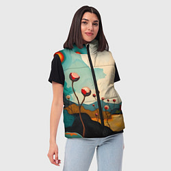 Женский жилет Сюрреалистичный пейзаж с цветами, цвет: 3D-красный — фото 2